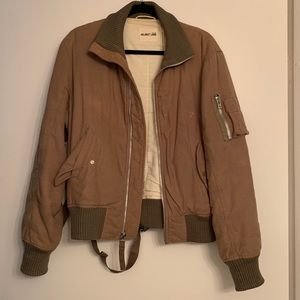 Helmet Lang khaki bomber jacket w/ straps